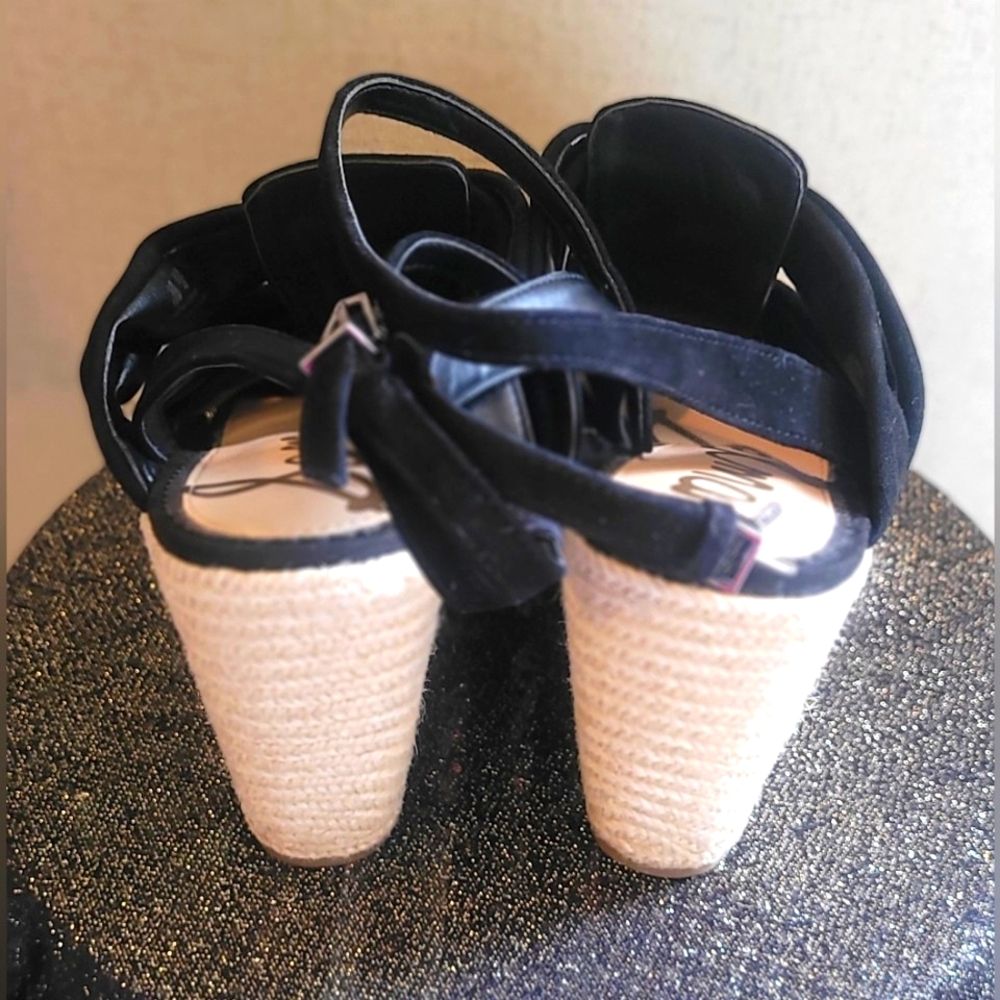 EUC Sam Edelman black wedged sandals Size 10 - Picture 3 of 5